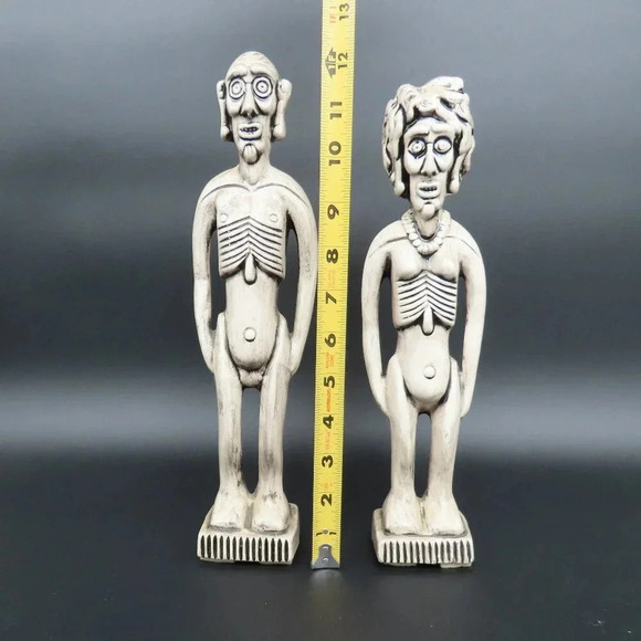 Vintage Weirdo Zombie Man Woman Voodoo Ceramic Pair - Picture 2 of 5